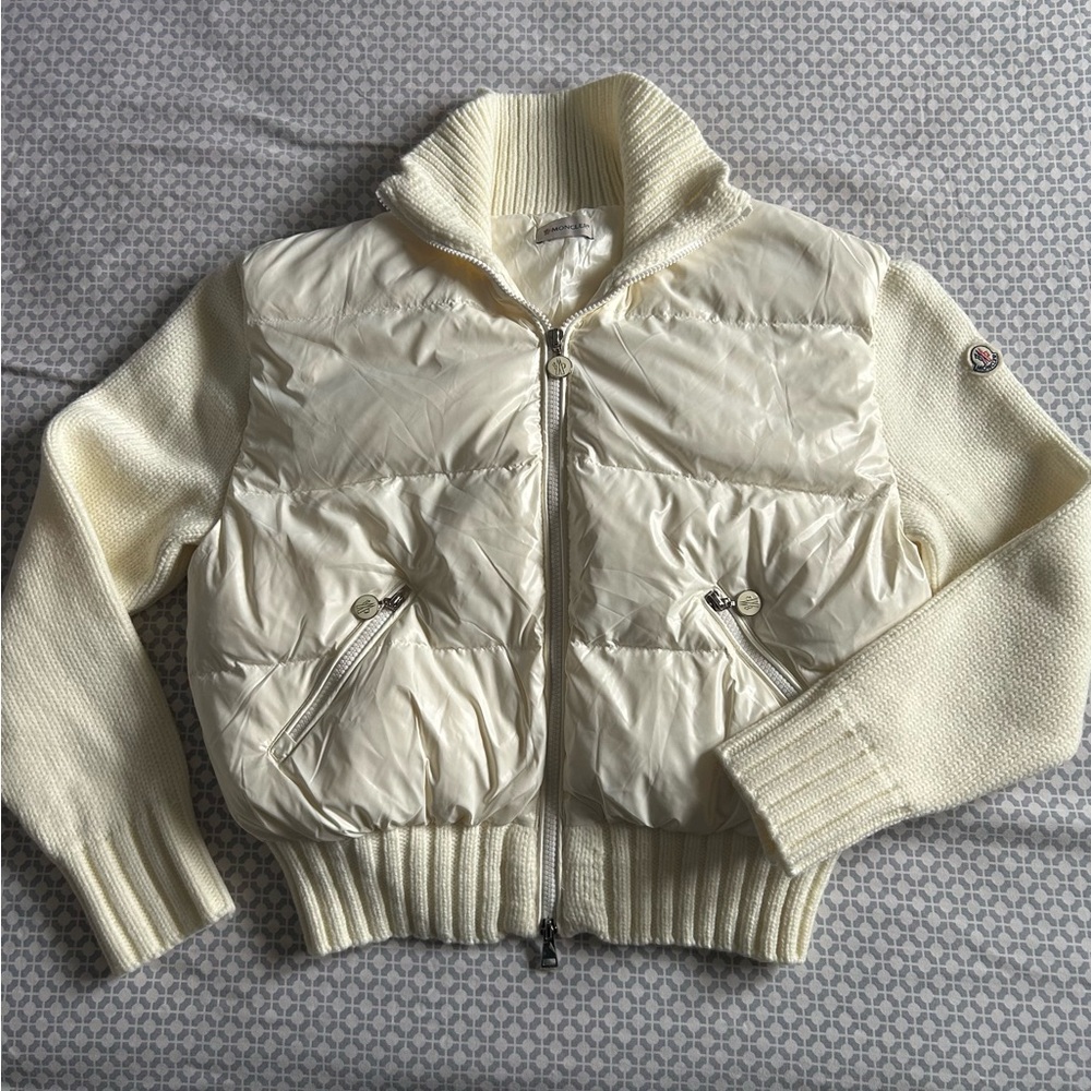 Moncler Cream Jacket with Textured Detail
